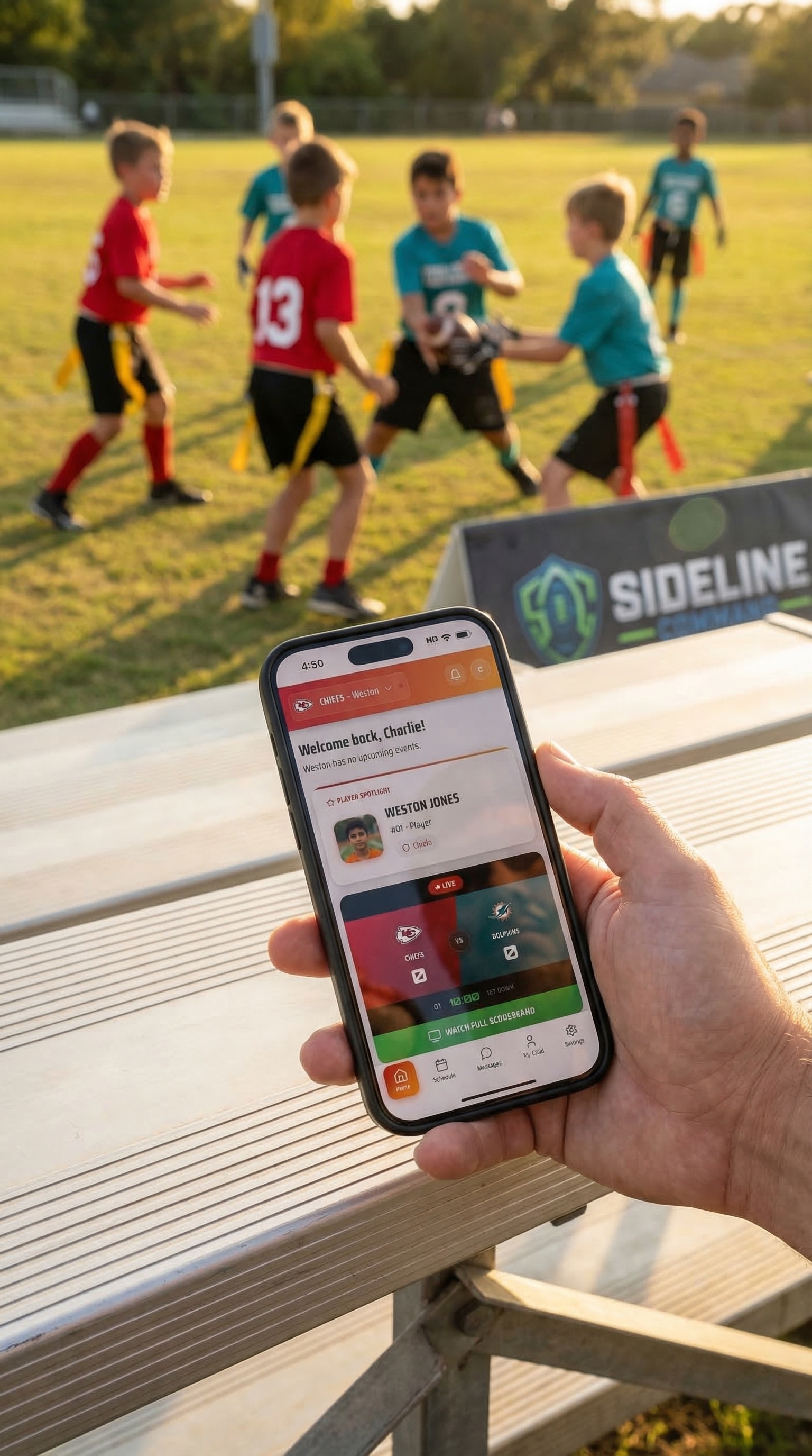 Parent watching live game